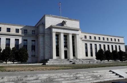 FILE PHOTO: Federal Reserve Board building on Constitution Avenue is pictured in Washington, U.S., March 19, 2019. REUTERS/Leah Millis/File Photo