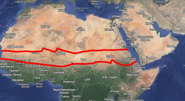 Иллюстрация торгового коридора в Сахеле. Автор Геополитика Цивилизаций