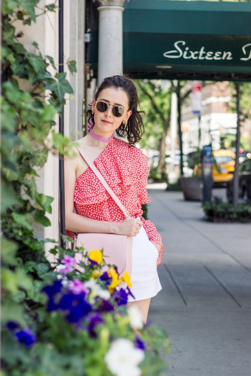 NYC Blogger: Off the shoulder print top 6