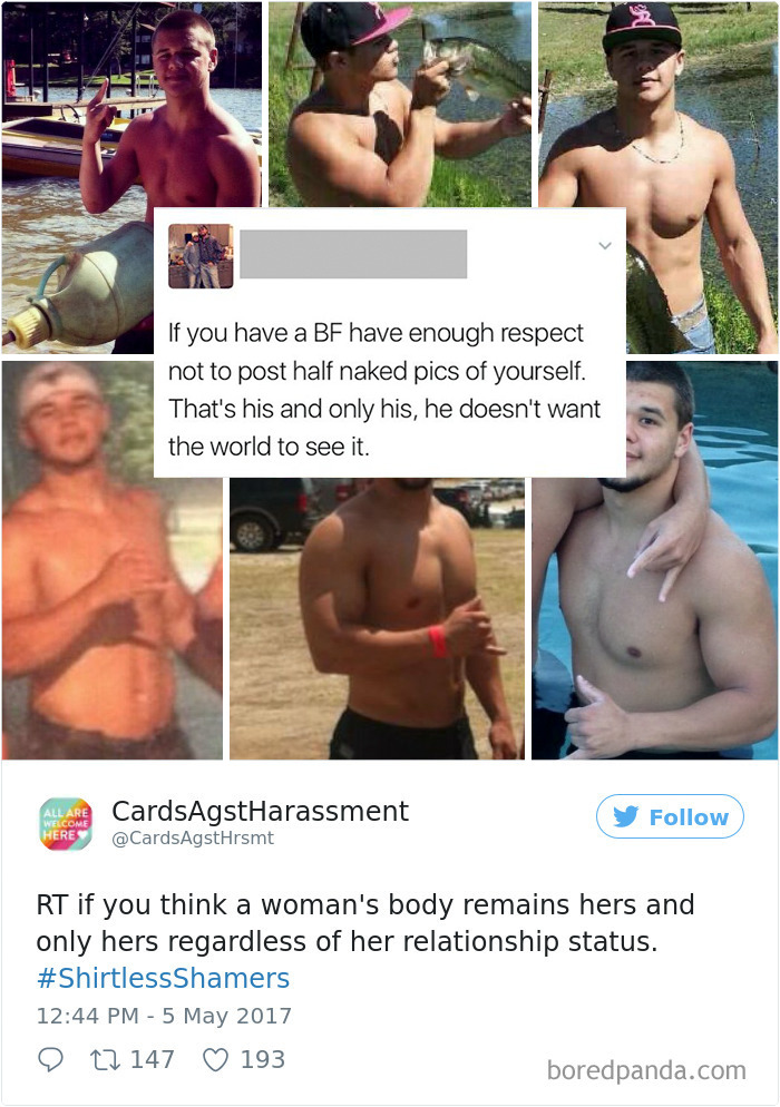 A Woman Is Mocking The Shirtless Dudes