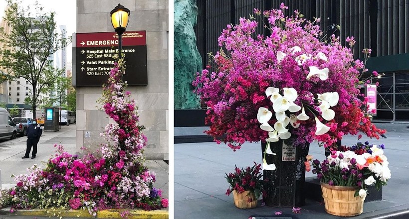 На улицах Нью-Йорка появились огромные цветочные композиции в поддержку медработников Путешествия,фото