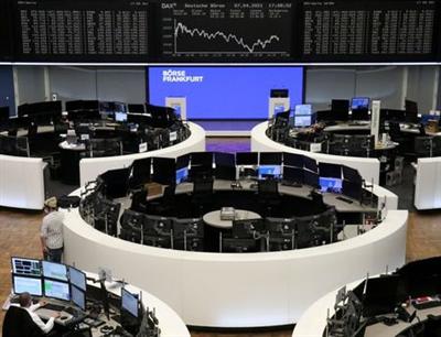FILE PHOTO: The German share price index DAX graph is pictured at the stock exchange in Frankfurt, Germany, April 7, 2021. REUTERS/Staff