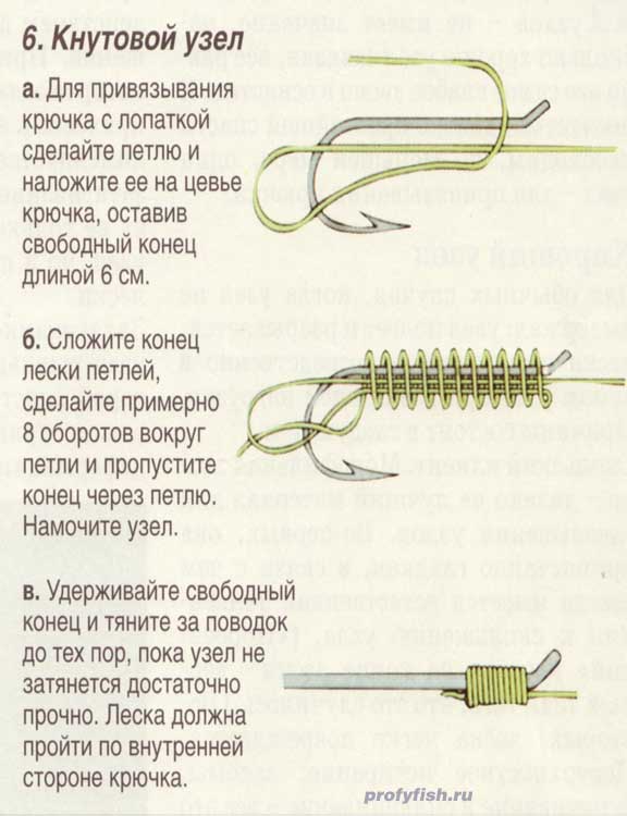 Завязать крючок рыболовный на леску схема