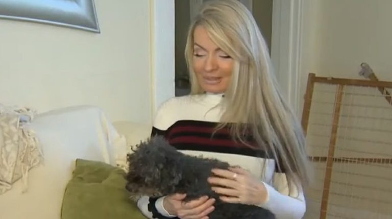 happy woman and her pet