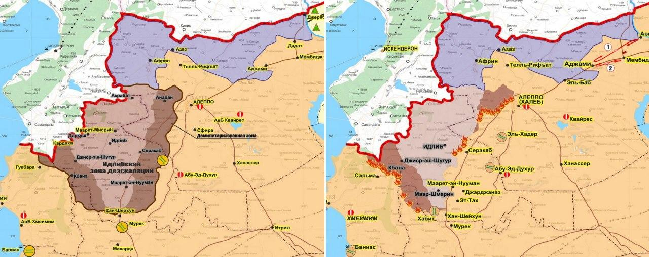 Сирия военная обстановка карта