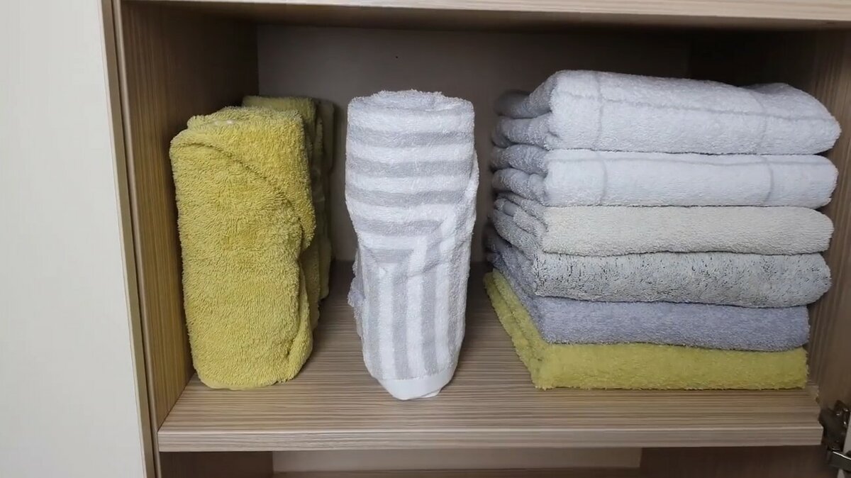 Удобное полотенце. Складываем полотенца красиво. Компактно сложить полотенца. Красиво сложить полотенце в шкафу. Хранение полотенец.
