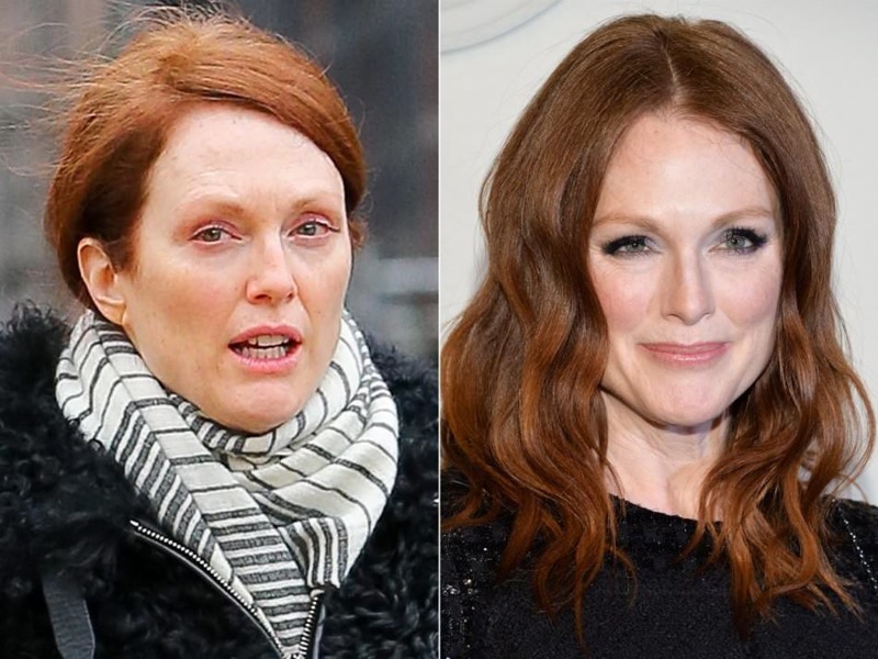 Джулианна Мур девушки, до и после макияжа, знаменитости, фото