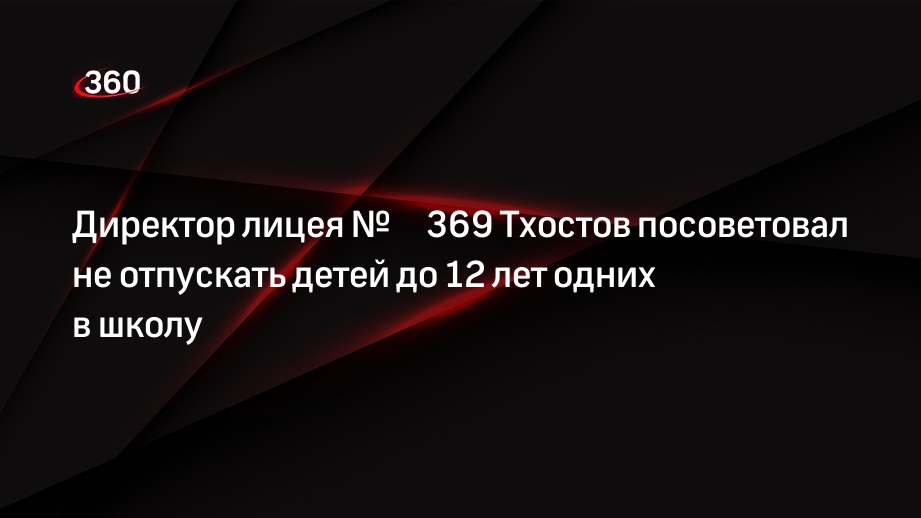 Директор лицея № 369 Тхостов посоветовал не отпускать детей до 12 лет одних в школу