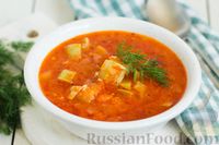 Фото к рецепту: Холодный томатный суп с кабачками