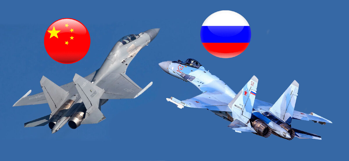 Истребители J-16 и Су-35С. / Источник фото: Яндекс картинки