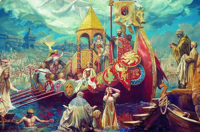 Изображение Яндекс Картинки. Крещение Древней Руси. Так видят это современные художники.