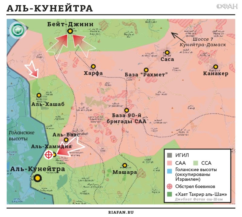 Карта военных действий в провинции Кунейтра