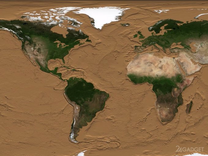 Симуляция NASA показала Землю без океанов и морей nasa,технологии