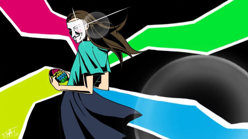 девочка в маске анонимуса