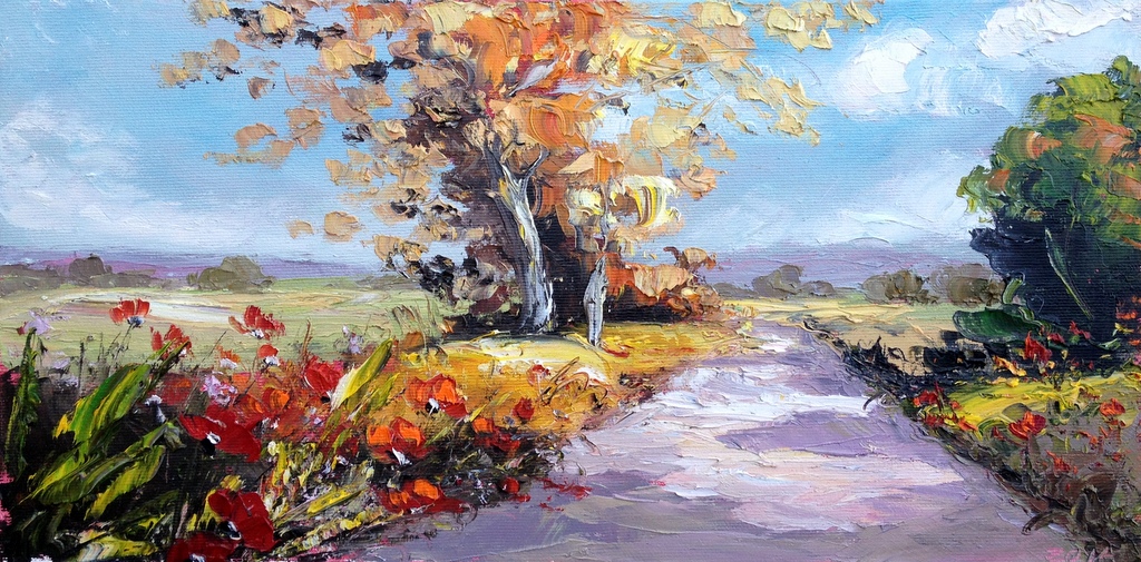 Zivotic Зоран, путь, маслом на холсте, 20x40cm