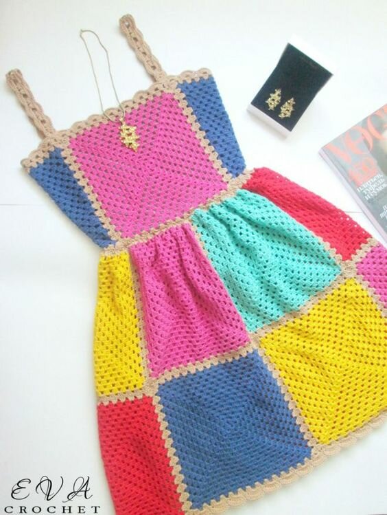 Летняя подборка стильного вязания из бабушкиного квадрата + схемы. Часть 2 вязание,мода,одежда