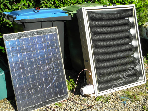 самодельный солнечный коллектор с питанием от солнечной батареи