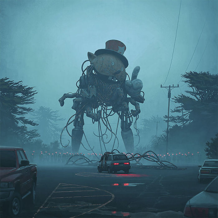 Scifi-girl-robot-traveling-artbook-simon-stalenhag