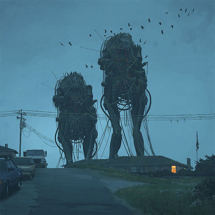 Scifi-girl-robot-traveling-artbook-simon-stalenhag