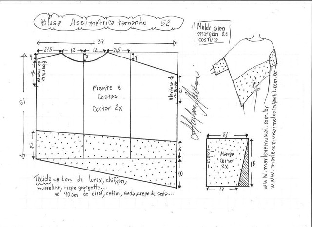 Выкройка ассимитричной блузы – просто и необычно! 