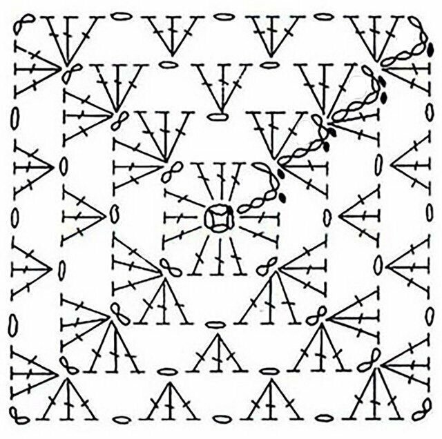 Летняя подборка стильного вязания из бабушкиного квадрата + схемы. Часть 2