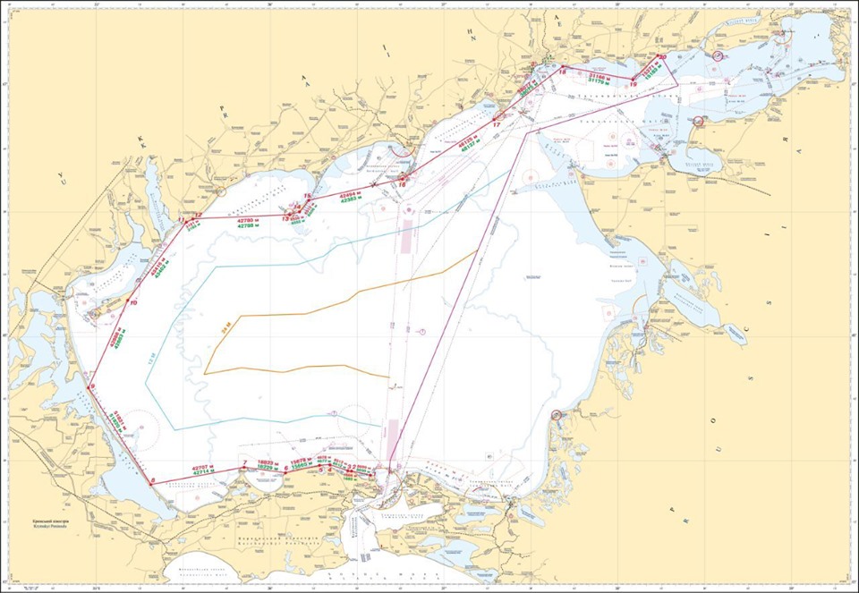 Карта глубин азовского моря подробная в метрах