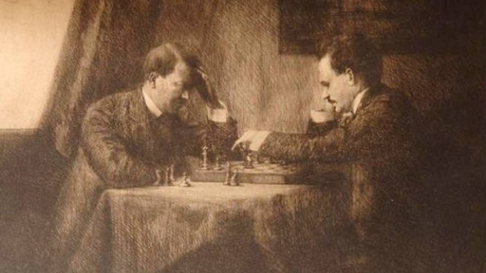 Играл ли Ленин с Гитлером в шахматы: Скандальный офорт малоизвестной художницы﻿ 