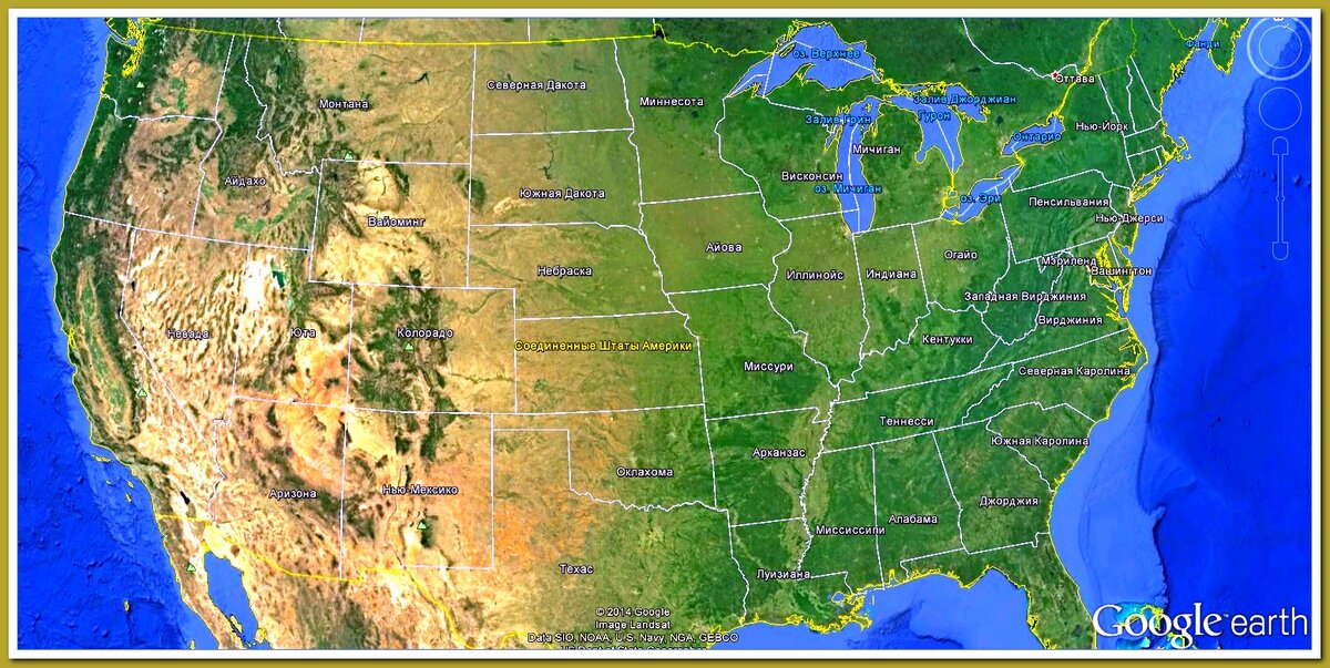 Карта штатов США. Разметка границы штатов 