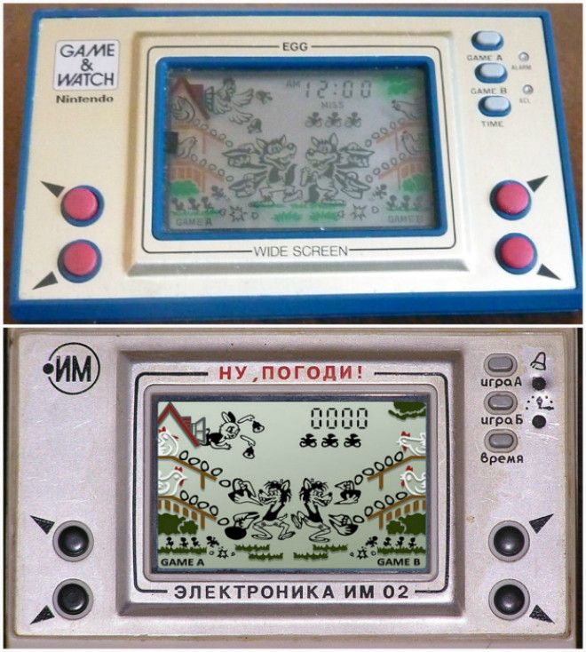 Nintendo EG26 EGG Япония 1981 года и Электроника ИМ02 Ну погоди СССР 1984 года