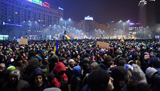 Ночные акции протеста в Румынии. 31 января 2017 год