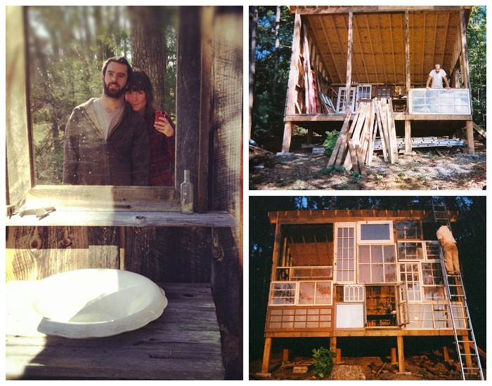 Супруги Ник Олсон и Лайла Хорвиц создали домик на опушке леса из старых оконных рам (The Sunset House, США). | Фото: huckberry.com.