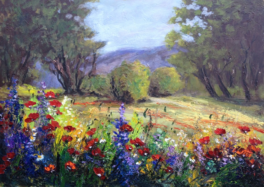 Zivotic Зоран, цветы лесные, холст, масло, 70x50cm, £690