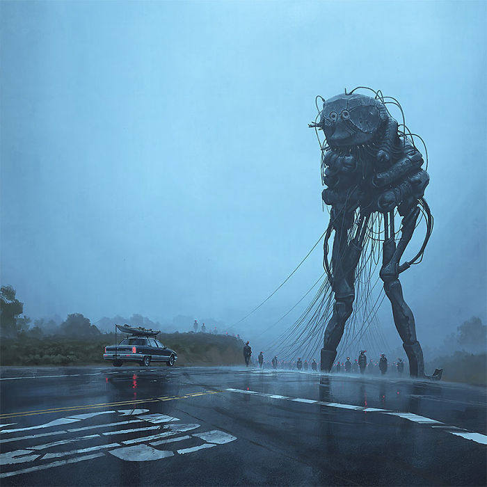 Scifi-girl-robot-traveling-artbook-simon-stalenhag