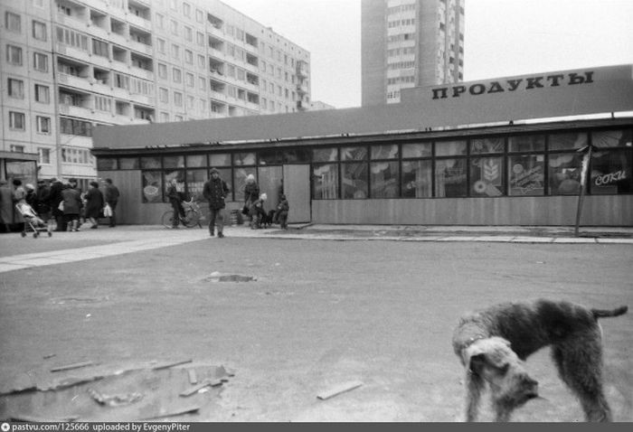 Типичное народное прозвище магазинов середины 80-х – середины 90-х – "стекляшка". Эта находилась на проспекте Луначарского. Санкт-Петербург, 1992 год. история, факты, фото