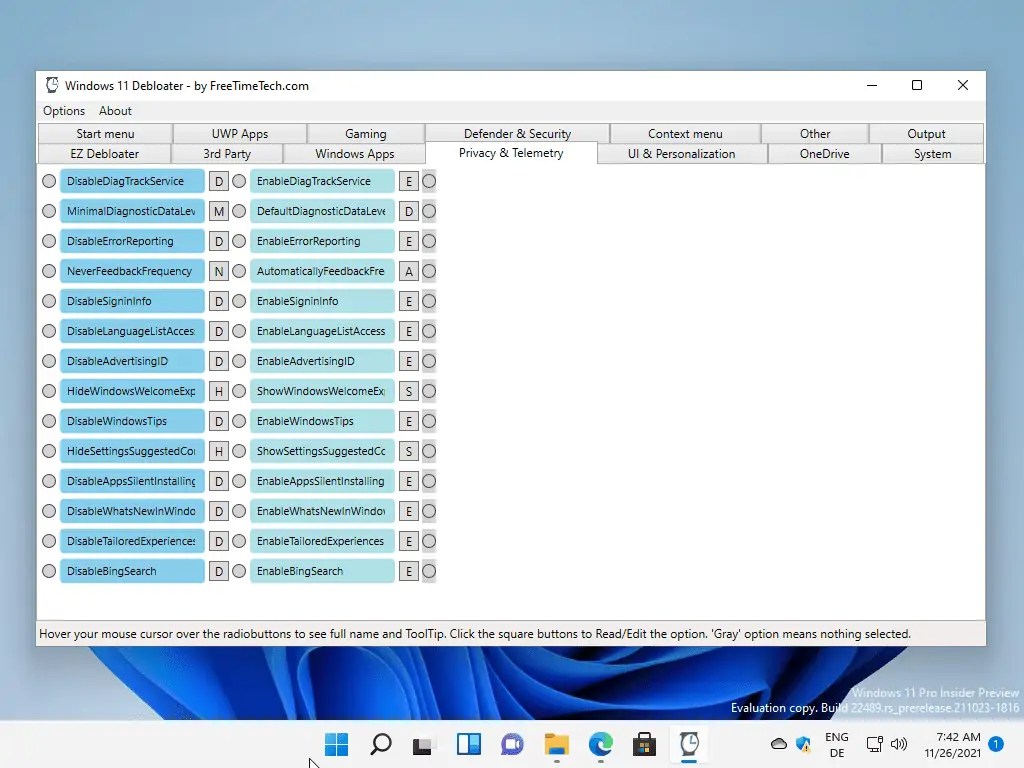 Windows 11 Debloater — мощный, но запутанный твикер 31