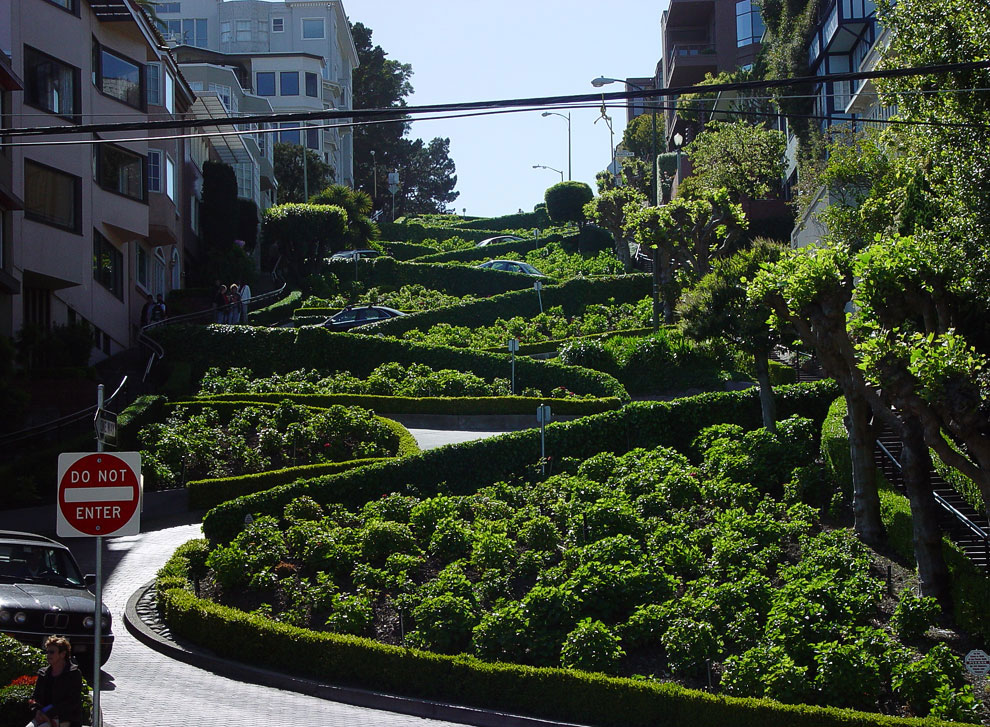Самая кривая в мире улица из Сан-Франциско Америка,интересное,необычное,Сан-Франциско