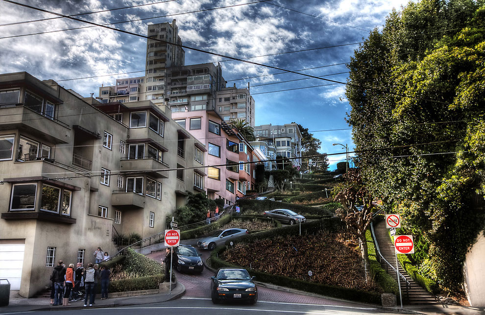 Самая кривая в мире улица из Сан-Франциско Америка,интересное,необычное,Сан-Франциско