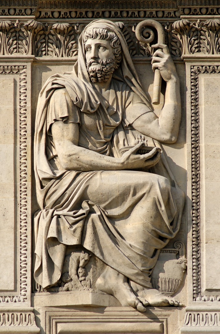 Геродот, работы Жан-Гийом Мота, 1806 г. Расположен на западном фасаде дворца Лувра, Париж, Франция.