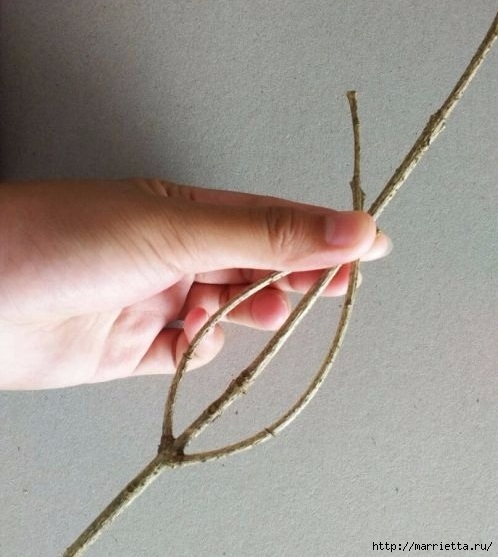Декоративные листики из веточек и шпагата Декоративные листики из веточек и шпагата Декоративные листики из веточек и шпагата