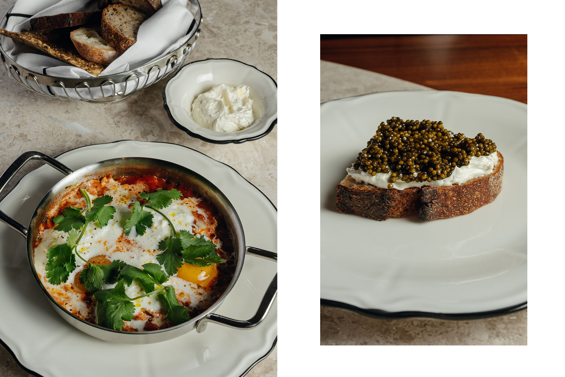 Шакшука / тост с чёрной икрой