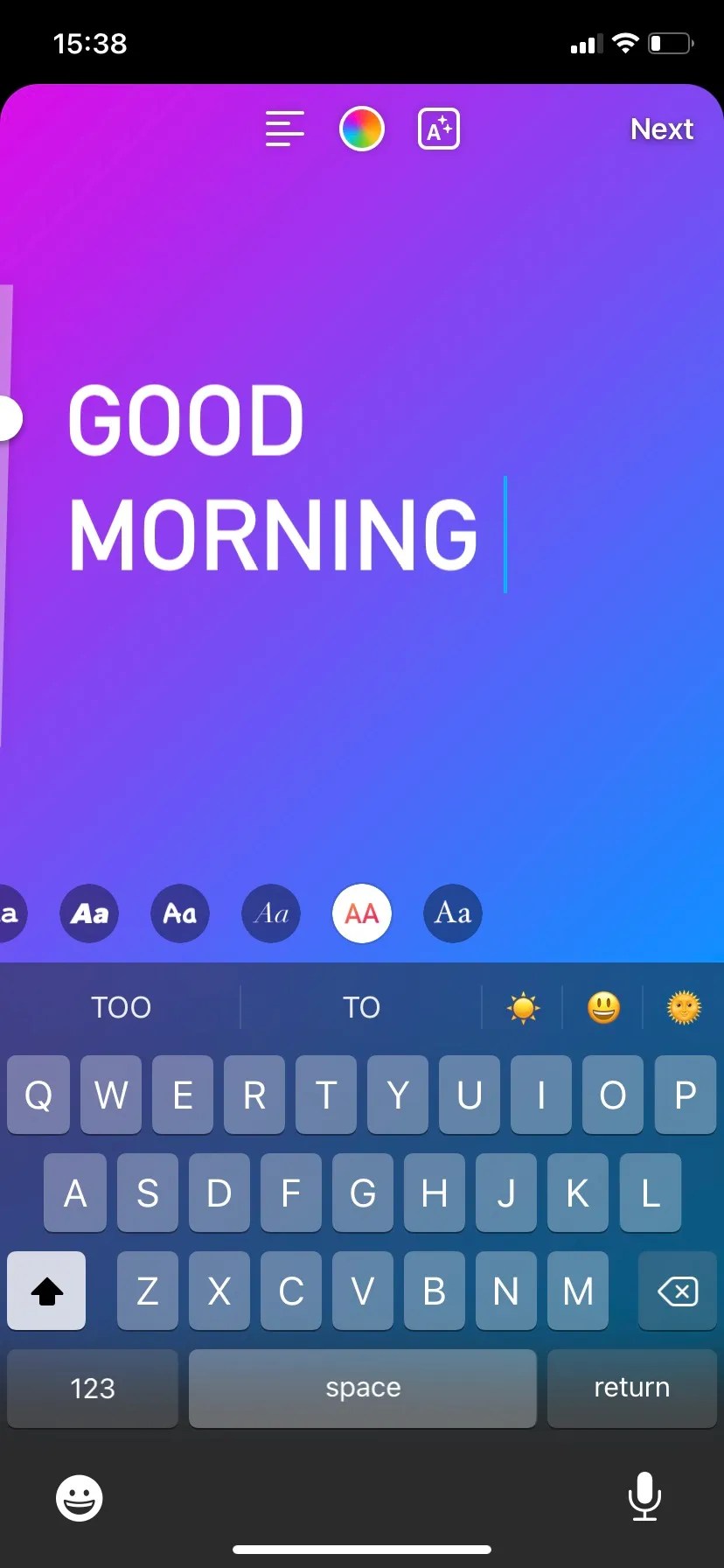 Adding a text-based Instagram Story