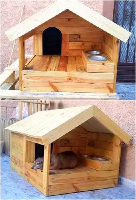 Собачья будка из паллет. | Фото: Pinterest. Собачья будка из паллет. | Фото: Pinterest.