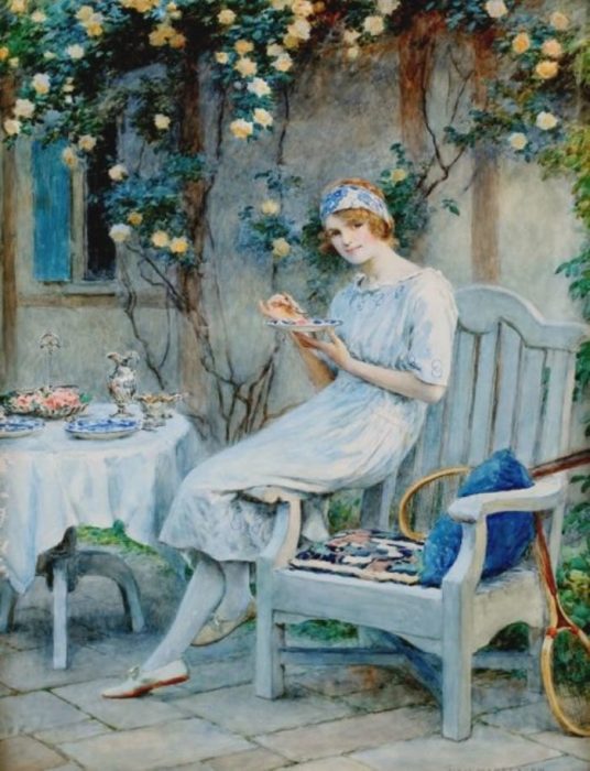 Чаепитие в саду. Автор: William Henry Margetson.