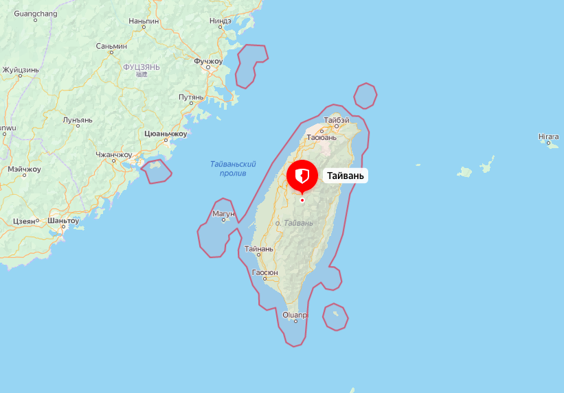 Остров Тайвань и близлежащие острова в составе государства Тайвань