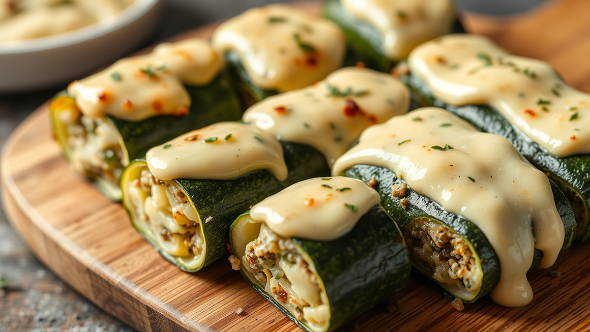 Кабачковые рулетики с сырным соусом: нежная закуска с изысканным вкусом