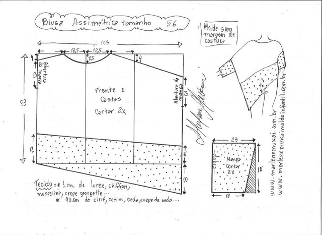 Выкройка ассимитричной блузы – просто и необычно! 