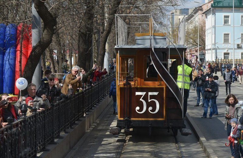 Московскому трамваю сегодня исполняется 119 лет. Прошел парад трамваев Москова, трамваи, фоторепортаж