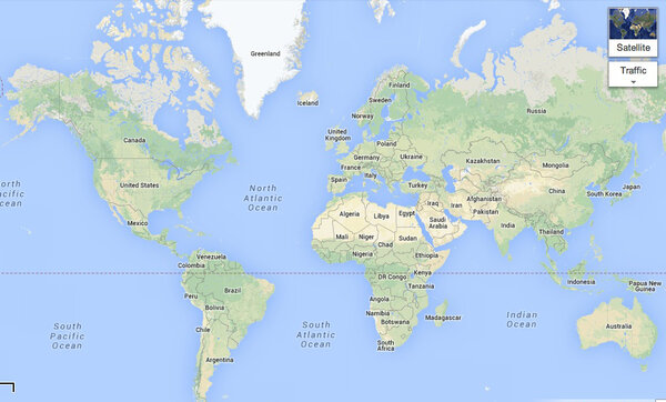 Карта мира. Проекция Меркатора