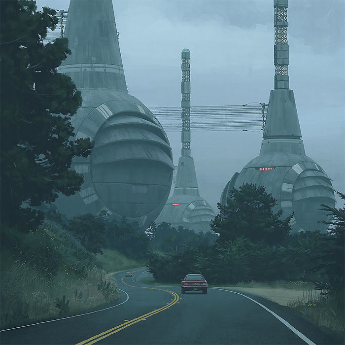 Scifi-girl-robot-traveling-artbook-simon-stalenhag