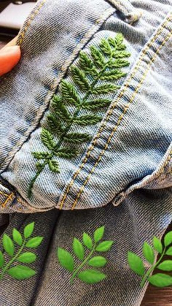 Простая, но крутая вышивка по джинсовой ткани, идеи вдохновение,вышивка по джинсовой ткани,идеи